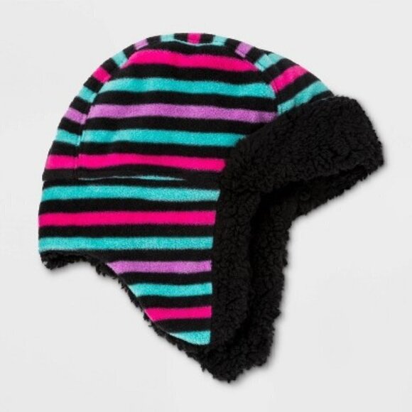 Girl's Striped Fleece Trapper Hat - Cat & Jack - Picture 1 of 1